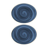 Bonna China Night Blue 9.75" x 7.5" x h:1" Oval Blue Porcelain Platter (Set of 2)